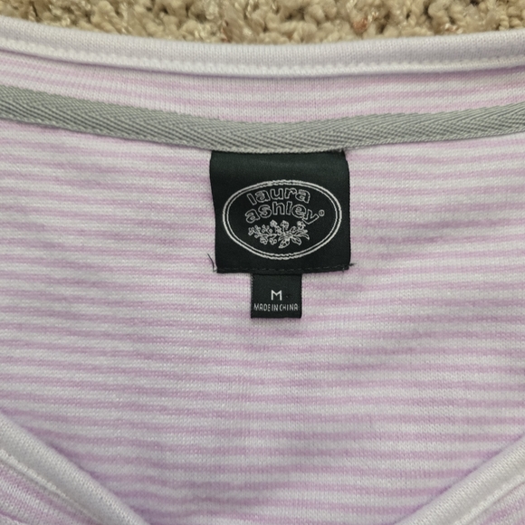 NWT Laura Ashley Lilac Stripe Long Sleeve Top - Medium - Picture 5 of 8